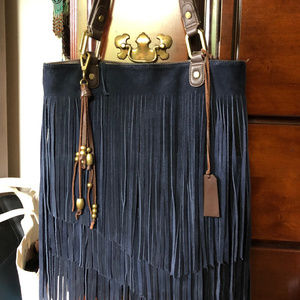 Ella Moss Navy Fringe Bag
